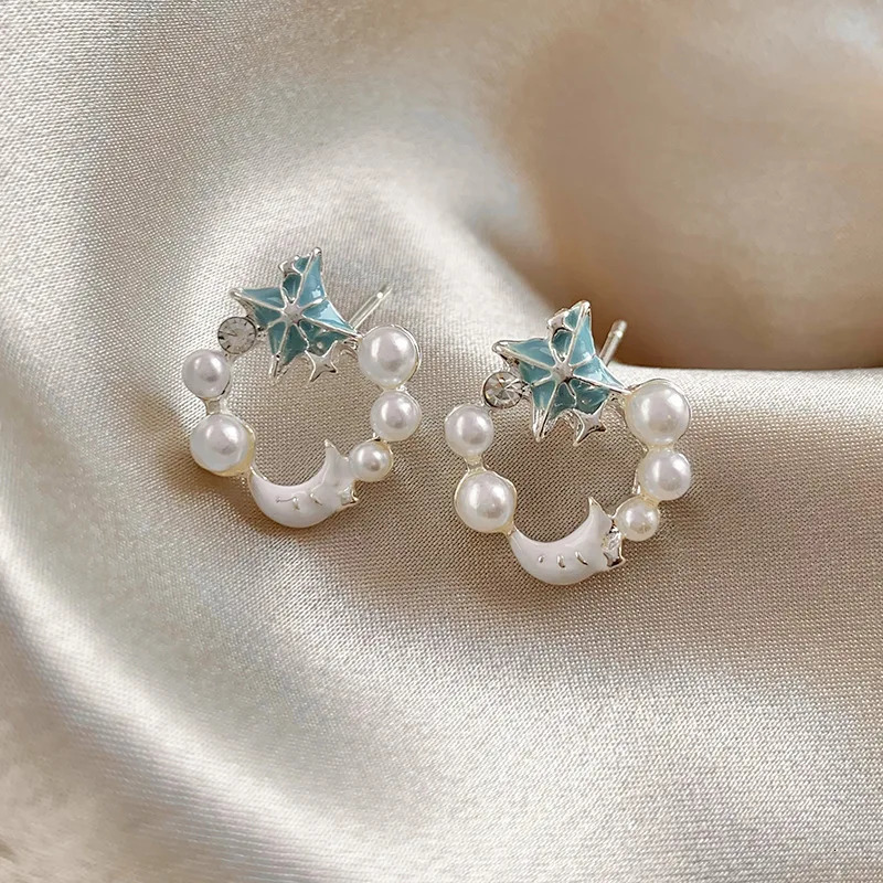 Temperament Dreamy Galaxy Moon Earstuds Season Niche Sweet Cool Wind Ear Accessories 250517