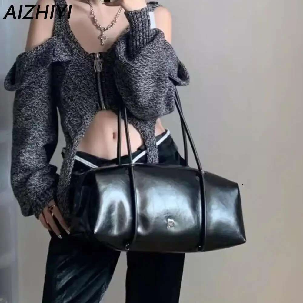 Women's New Boston Pillow Spicy Girl Clutch Top Handle Motorcycle High Quality One Shoulder Bag Travel Handbag