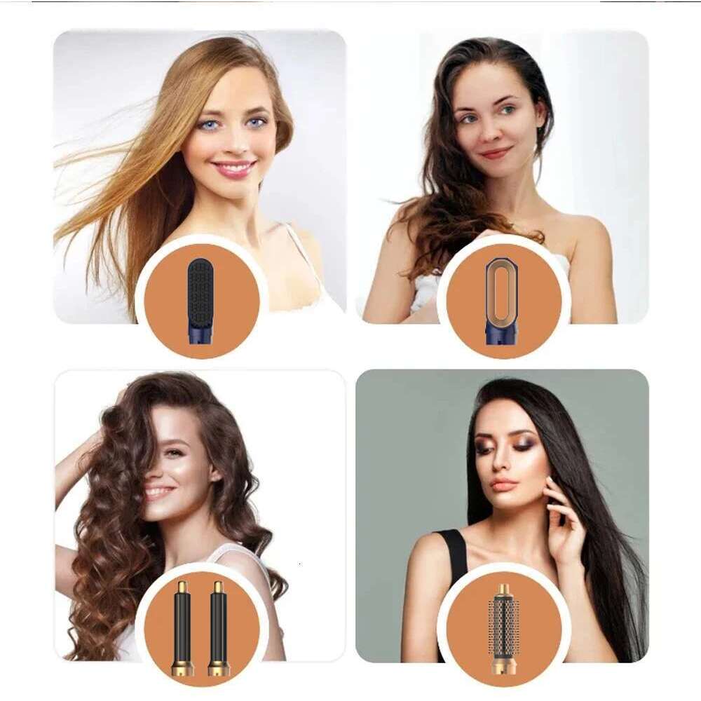 6 in 1 Detachable Hair Styler Blow Dryer Brush Curling Wand Straightening Comb Multifunctional Kit for Salon