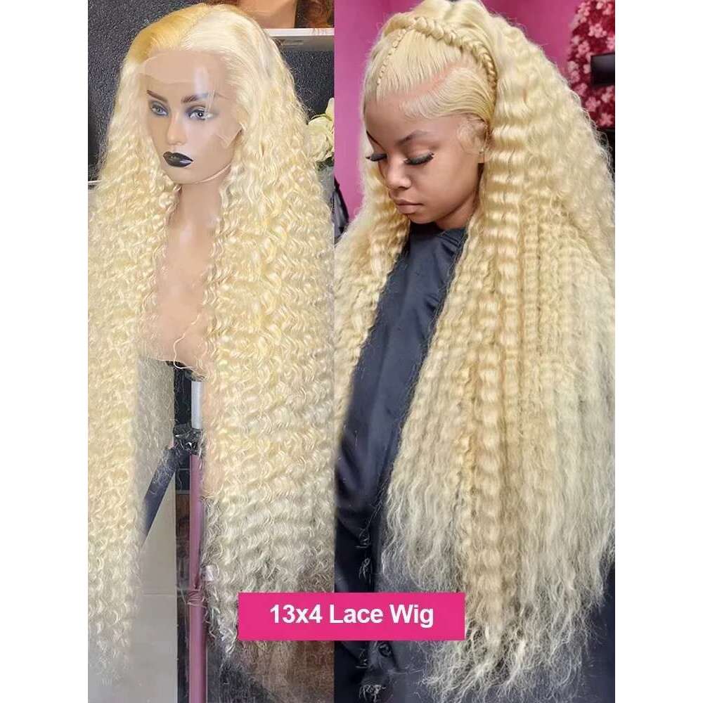 613 Honey Blonde Deep Wave 13x6 HD Frontal Human Hair For Women 40 Inch Brazilian Water Curly Wigs 13x4 Lace Front Wig