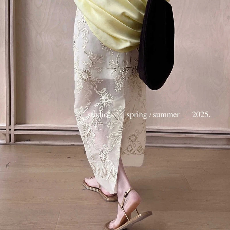 Gorgeous Sequin Embroidered Mesh Skirt Women Niche Elegant Old Money Style Skirt Women's Boutique Clothing 250519