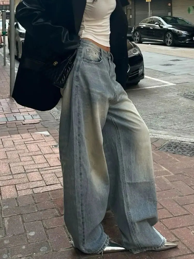 Vintage Chicly Slim Button Female High Waisted Jeans American Basic Simple Casual Fashion S-3XL Baggy Jeans Women 250520