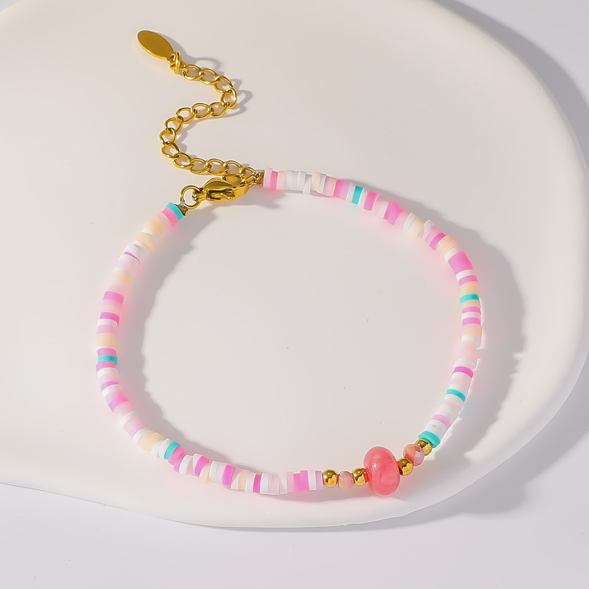 ceramic rice bead freshwater pearl bracelet, fashionable and cute beach style bracelet