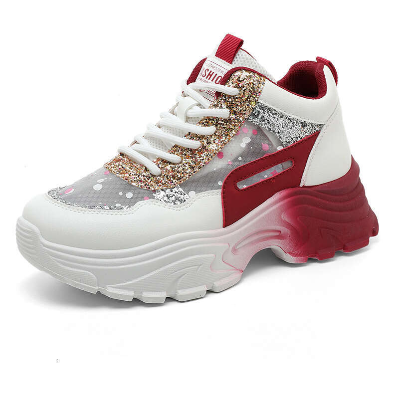 QR8961 New Board Shoes for Spring/Summer 2025 Casual Thick Bottom Wear resistant Mesh Color blocked Student Versatile College Style