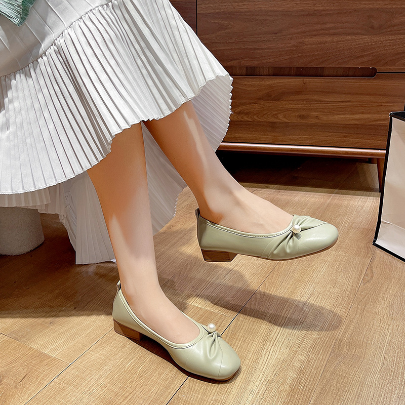 Free shipping, designer French low-heeled Mary Jane single shoes, 2025 summer new shallow soft leather, fashionable, comfortable and elegant casual sh