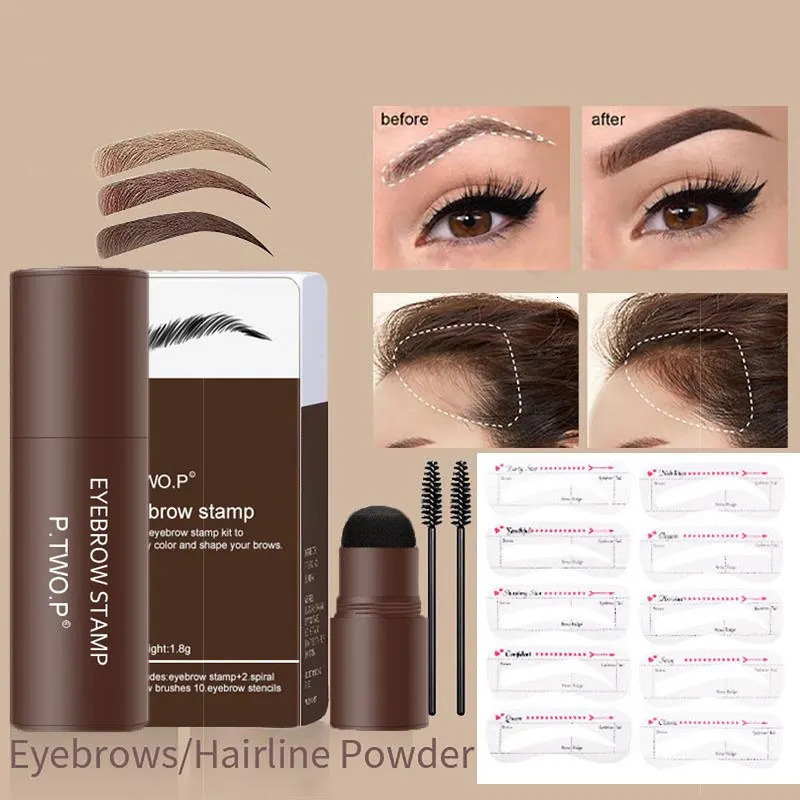 Eyebrow Powder Stamp Shaping Kit Waterproof Long Lasting Makeup Brushes eyebrow paint pencil Eye Brows Stencil Korean Cosmetics 250515