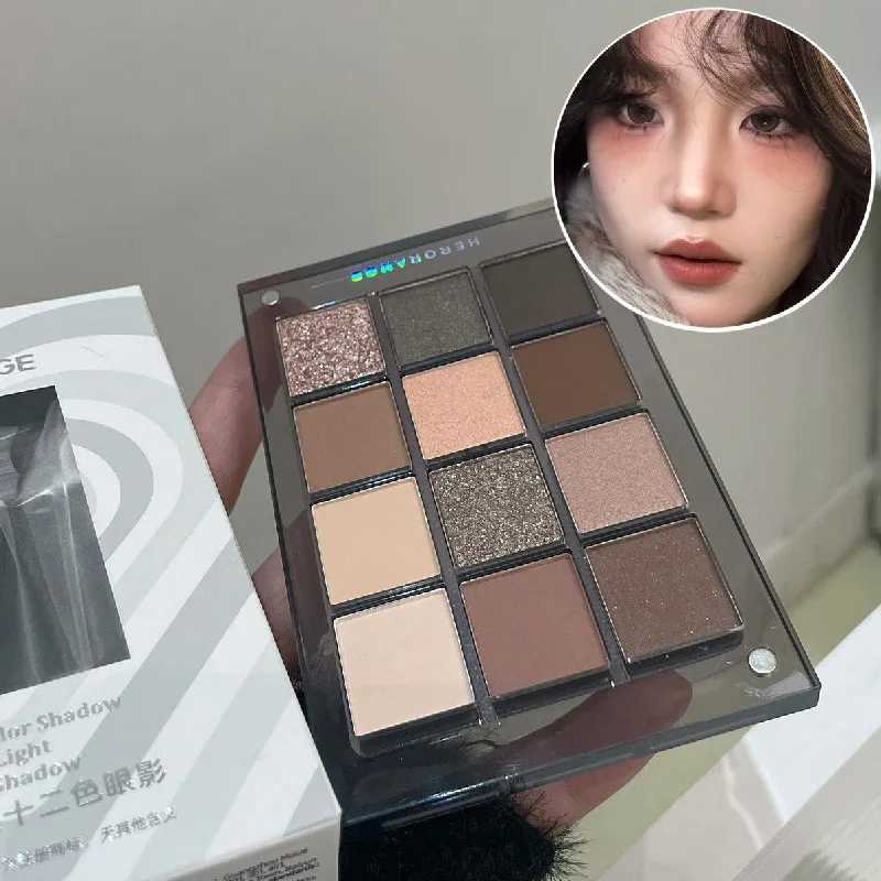 12 Colors Eye Shadow Plate Matte Pearl Eyeshadow Smoky Earth-color Tone Eyeshadow Highlighter Brightening Eyes Makeup CosmeticsXJ250520
