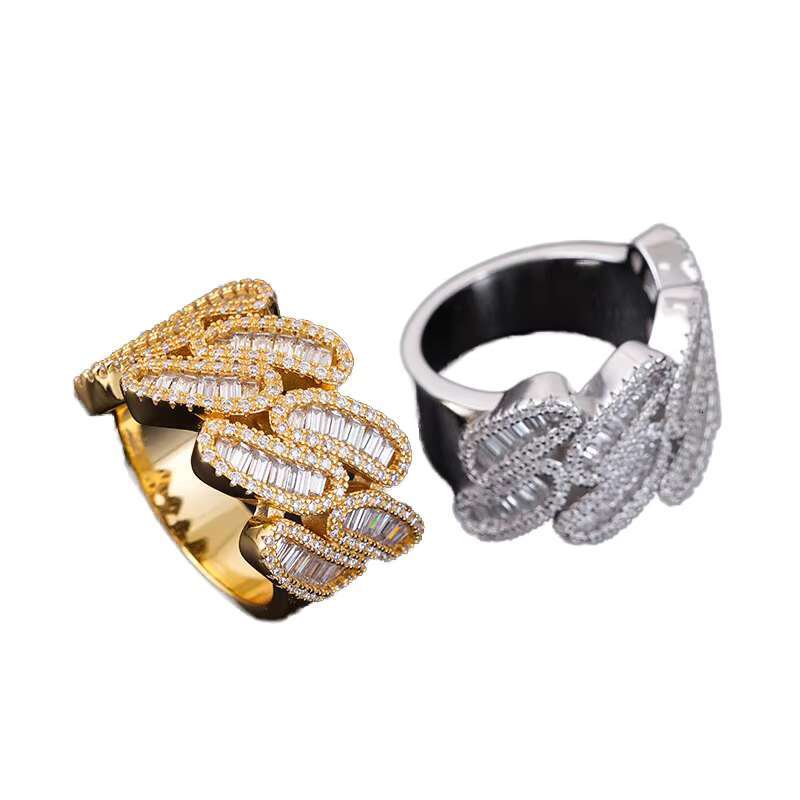 Hot Selling Customize S925 Sterling Silver Iced Out Moissanite Mens Ring Hip-Hop Style Fine Jewelry