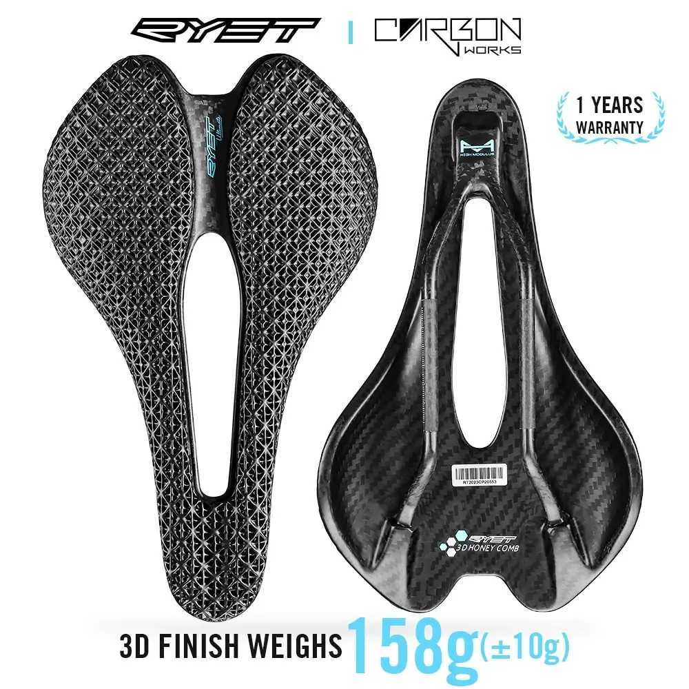 RYET 3D Bicycle Saddle Ultralight Carbon EVA 245x145mm Bike Seating Part Road Bike Seat Cycling Cushion R250520 F8IM