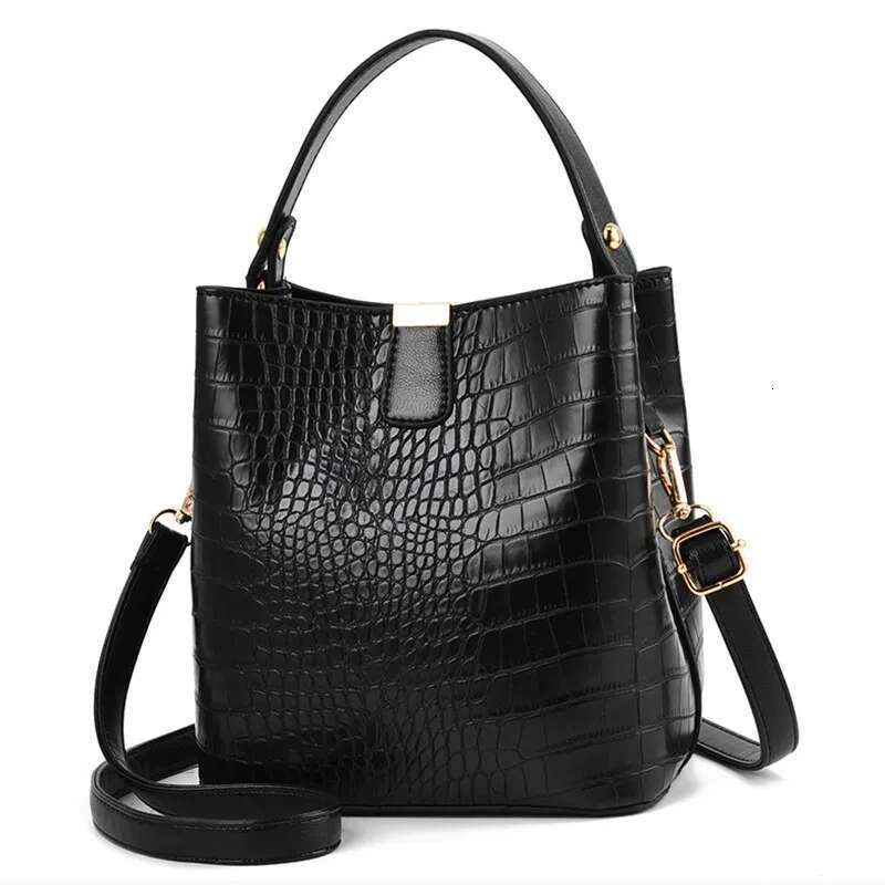 Retro Alligator Bucket Women Pattern Handbag Capacity Casual Crocodile Shoulder Messenger Bags Ladies PU Purse