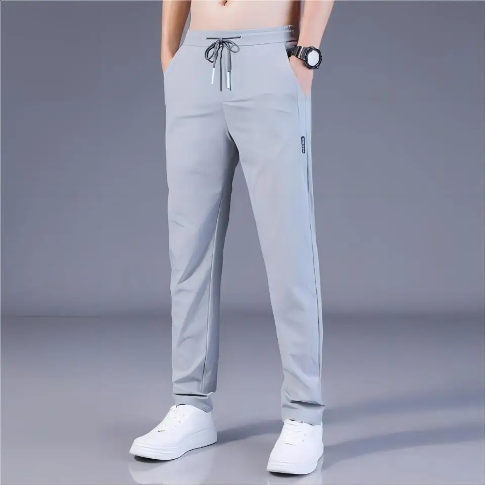 2024 Summer Elastic Men Running Sport Pants Jogging Sweatpants Casual Outdoor Training Gym Fitness Trousers Oversize M5XL 250517