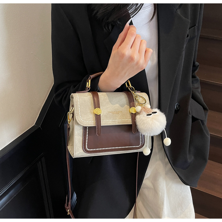 Free Delivery Designer Women's Fashionable Handbag New Fashion Brand French Minimalist Small Square Cross Shoulder Bag Spliced Letter Casual Cros