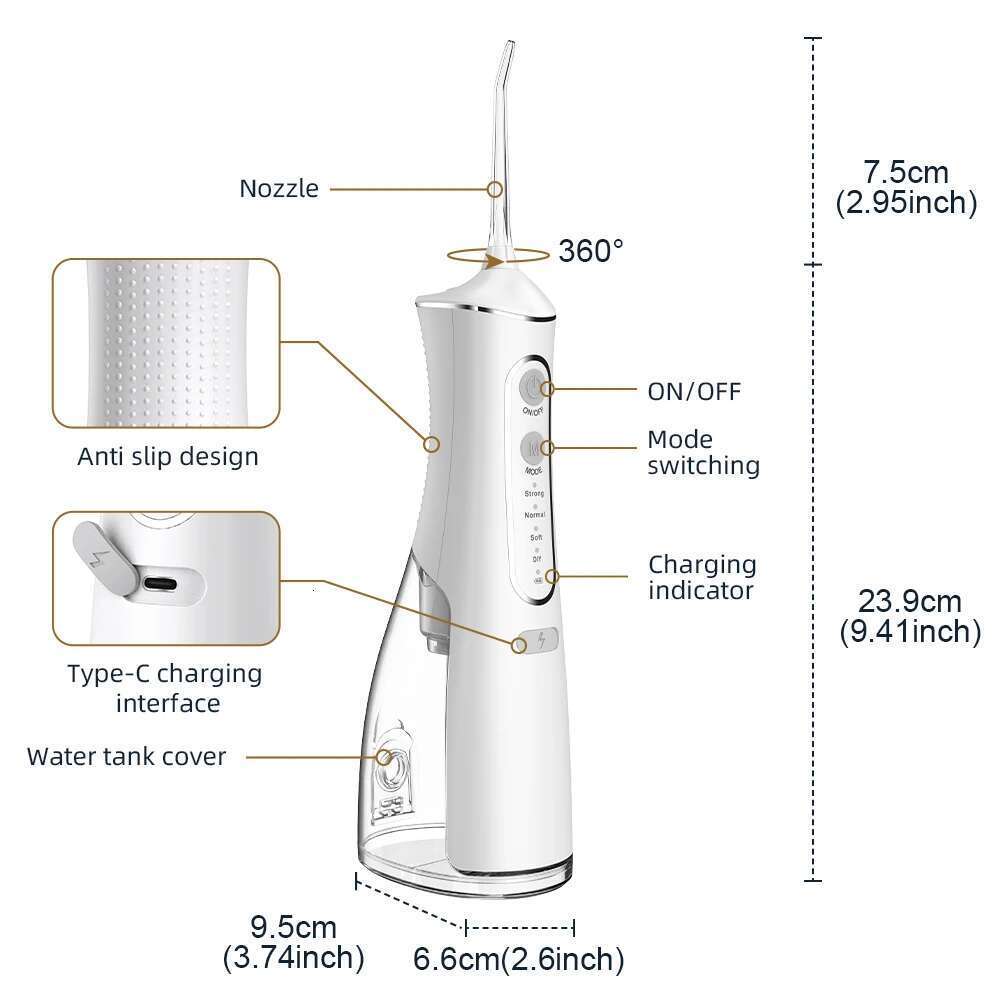 Oral irrigator water flosser, with a large capacity of 300ML and 4 cleaning modes, effectively maintains oral health.