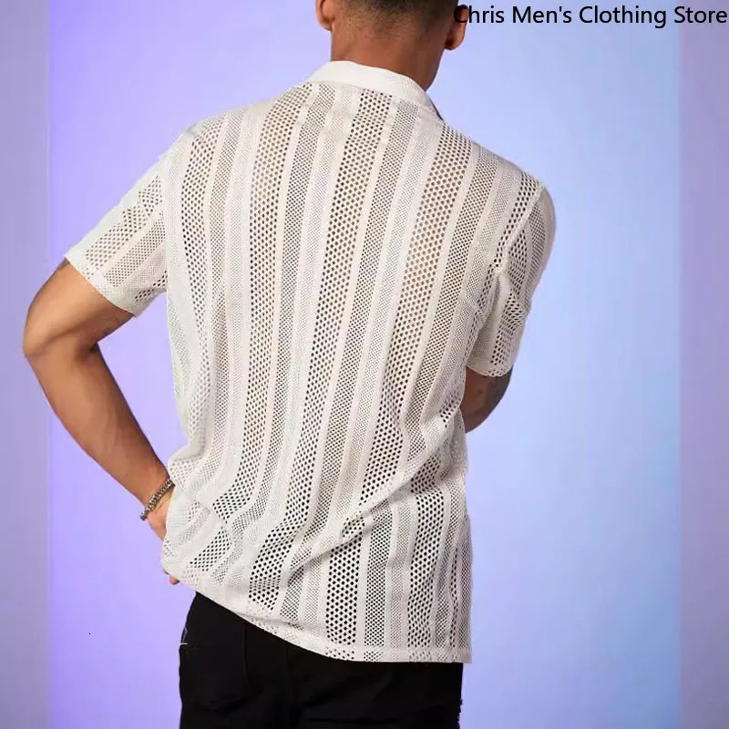 Senior Sense of Casual Business Style Mens Shirt ner Coname Solid Color Lace Sexy Trend Hollow Top 250520