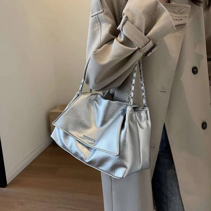 Ladies Handbag Women Fashion Bags Brand Designer Sier Shoulder Large Capacity Female Soft Leather Underarm Bag Totes