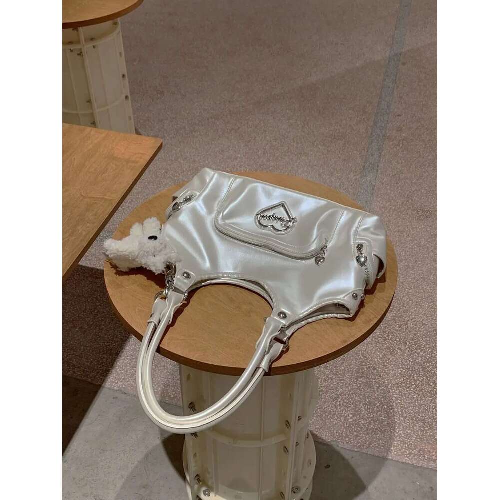 JIAERDI Fairycore Aesthetic Y2k Women Hot Girls Versatile Chain Chic White Underarm Bag Purse Female Haruku Sweet Handbag