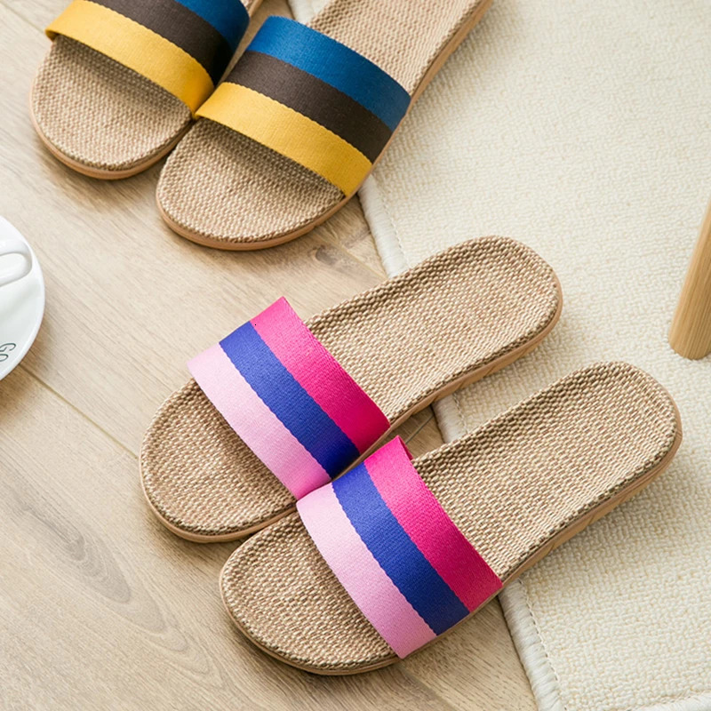 Home slippers for women anti slip flooring for summer indoor linen slippers for men home linen slippers cool slippers 250519