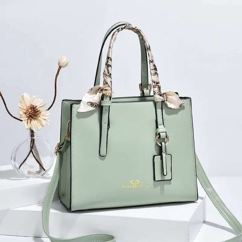 Elegant Ladies Shoulder Messenger Bag Simple PU Lether Square New Fashion Women Bags Large Capacity Silk Scarf Handbag
