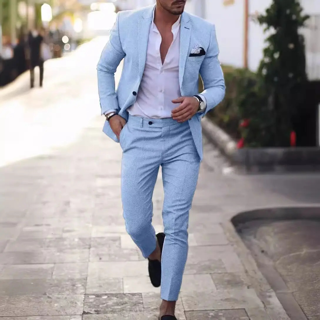Solid Wedding Mens Suit Slim Fit Notch Lapel Blazer Formal Business Tuxedos 3Piece Two Buttons JacketPants for Party Prom 250514