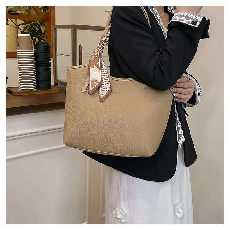 2025 Spring Double ed Zippered Tote Shoulder Bag Women Adjustable Strap Spacious Work Travel Essentials Lightweight