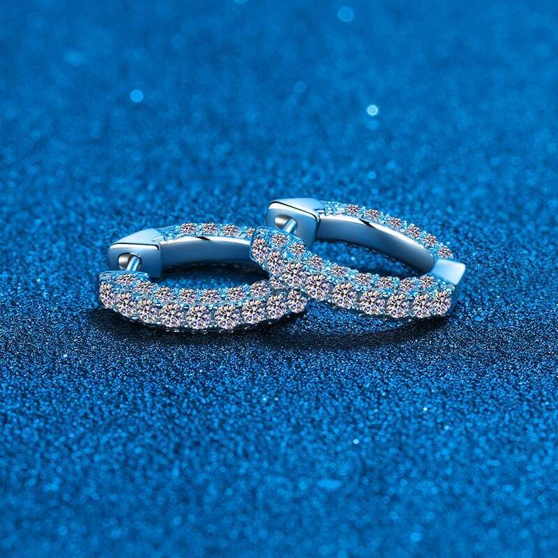 COSFIX Luxury 100% 925 Sterling Silver Created Moissanite Gemstone Hoop Earrings Wedding Engagement Fine Jewelry Gifts Wholesale