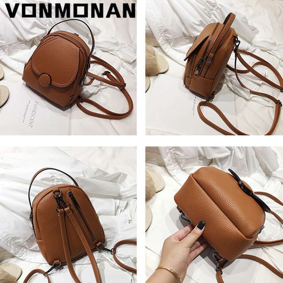 New Designer Fashion Women Leather Backpack Mini Soft Touch Multi-Function Small Rucksack Female Ladies Shoulder Bag Girl Purse