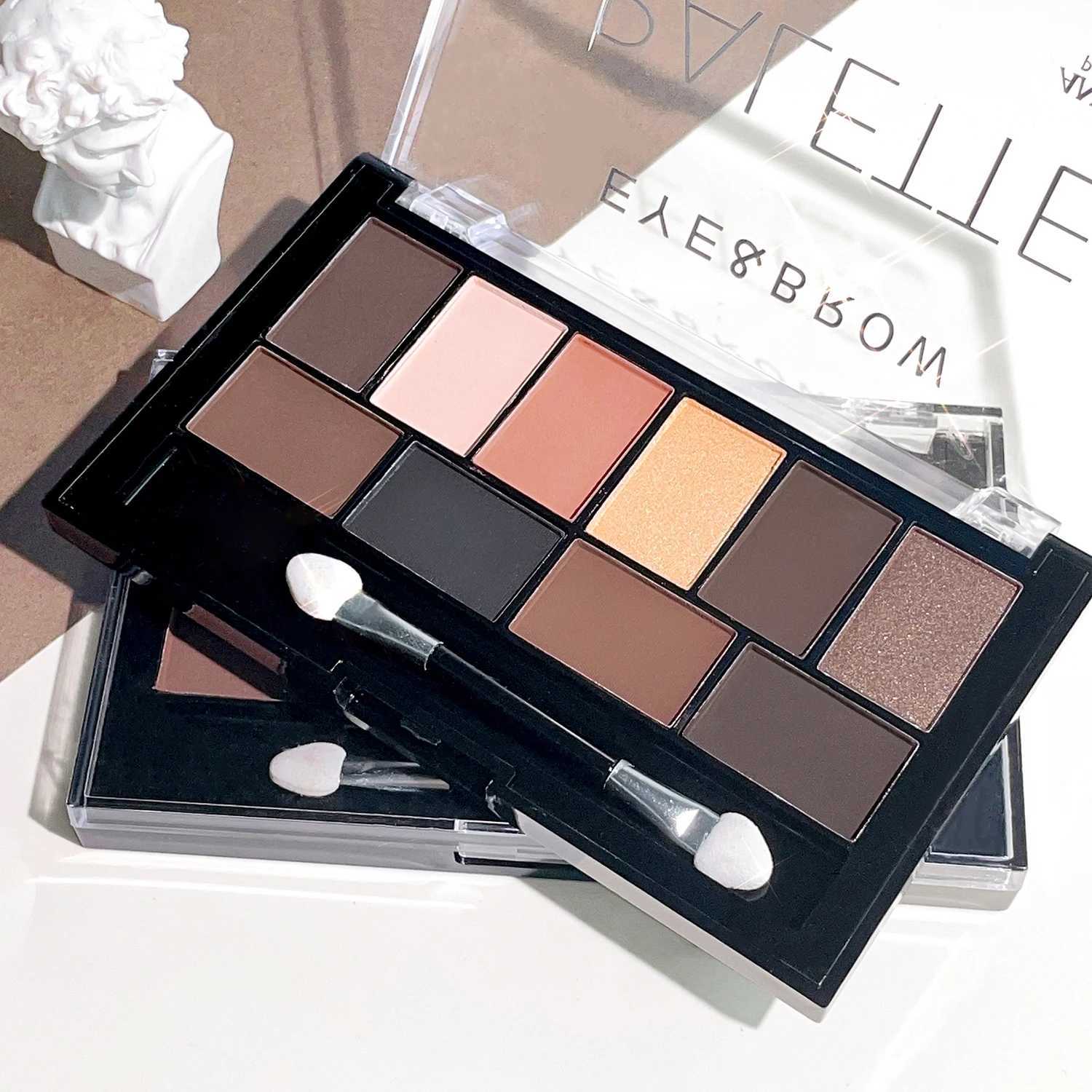 Ten color eyeshadow palette pearlescent matte fine shimmer earth tones beginner daily nude eyeshadow palette makeup W250520