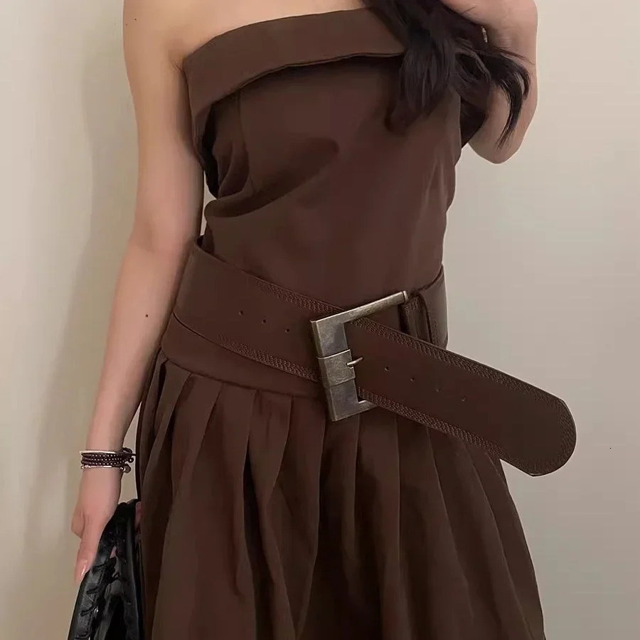 Desinger Belts For Women Vintage Wide Waistband Plus Size Western Cowgirl Cowboy Goth Y2k Brown Middle Ages Fashion Belt Female 250517
