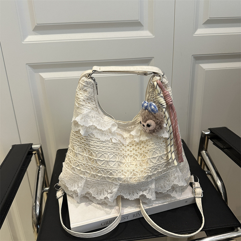 Free Delivery Designer Bag 2025 Fashion Japanese And Korean Tote Summer Leisure Vacation Fairy Lace Mesh Underarm Shoulder Women's Bag Luxury Bag