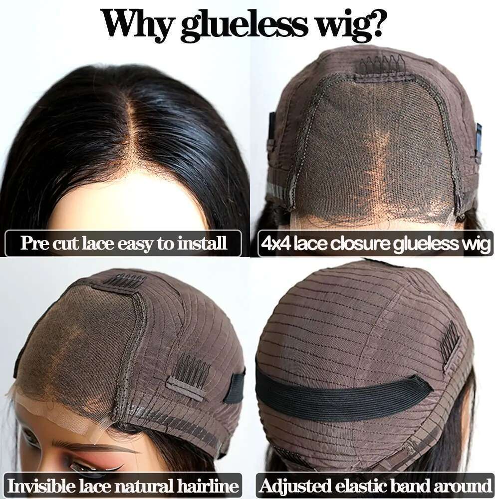 Double Texture Kinky Straight And Body Wave 4x4 9x6 Transparent Lace Closure Pre Plucked Human Hair Glueless Wig Ready To Wear