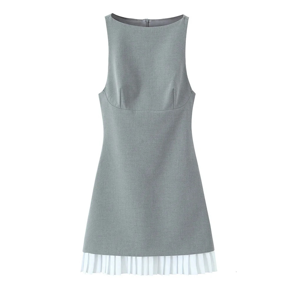 UNIZERA Womens Splicing Short Dress Solid Color Sleeveless Decoration SpringSummer Product Casual Wear 250520