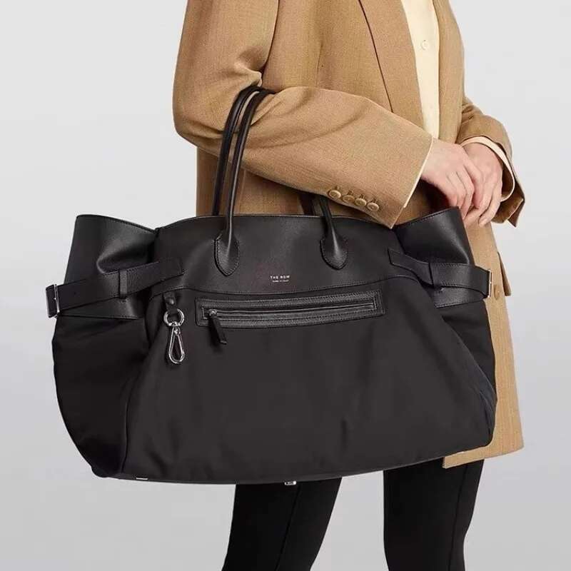 2024 Elegant And Fashionable Niche New Women's Nylon With Leather Splicing Large Capacity Handbag Casual Tote Bag