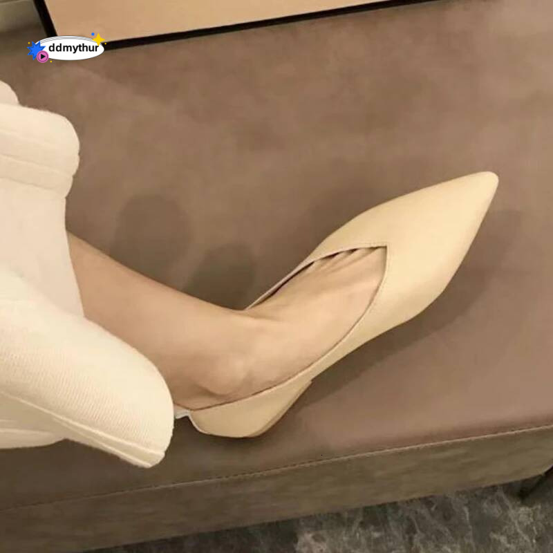 Female Large Size 2025 Pointedtoe Genuine Leather Flat Women Shallow Mouth Comfortable Women's Boat Shoes ddmythur