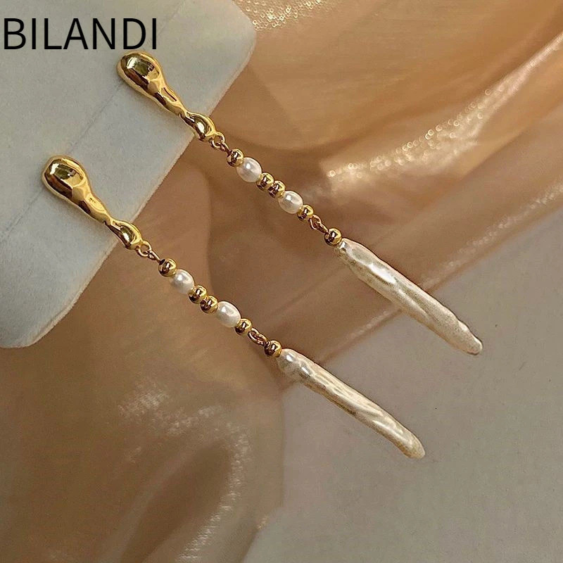Bilandi Fashion Jewelry Natural Freshwater Pearl Earrings Elegant Temperament High Quality Copper Long Dangle Earrings For Women 250517