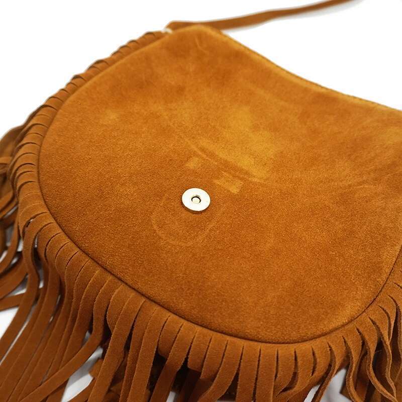 Women Genuine Leather Suede Medium Size Stylish Braid Shoulder Boho Hippie Gypsy Ibiza Bohemian Fringed Phone Side Sling Bag