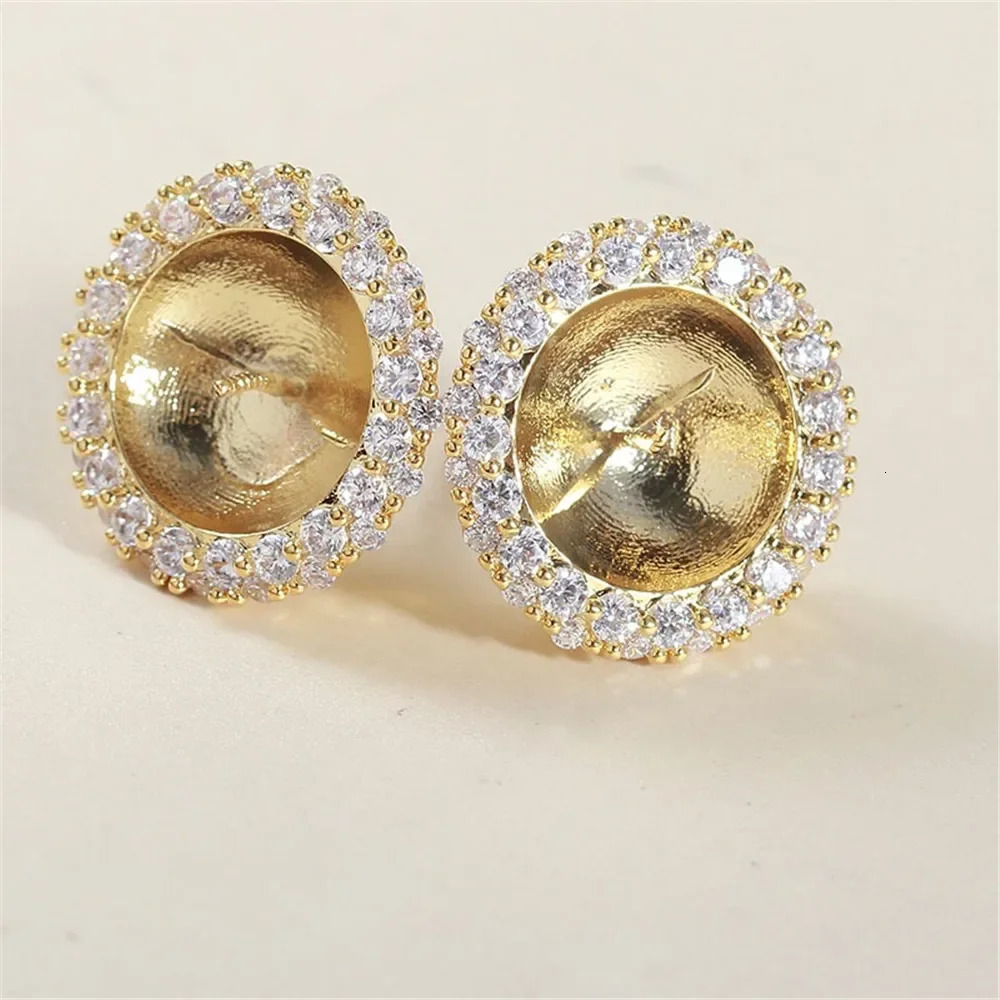 Gold Plated Pearl Earring Settings DIY Jewelry Making Supplies Blank Ear Stud Bases for Handmade Accessories 1pair No Pearl 250517