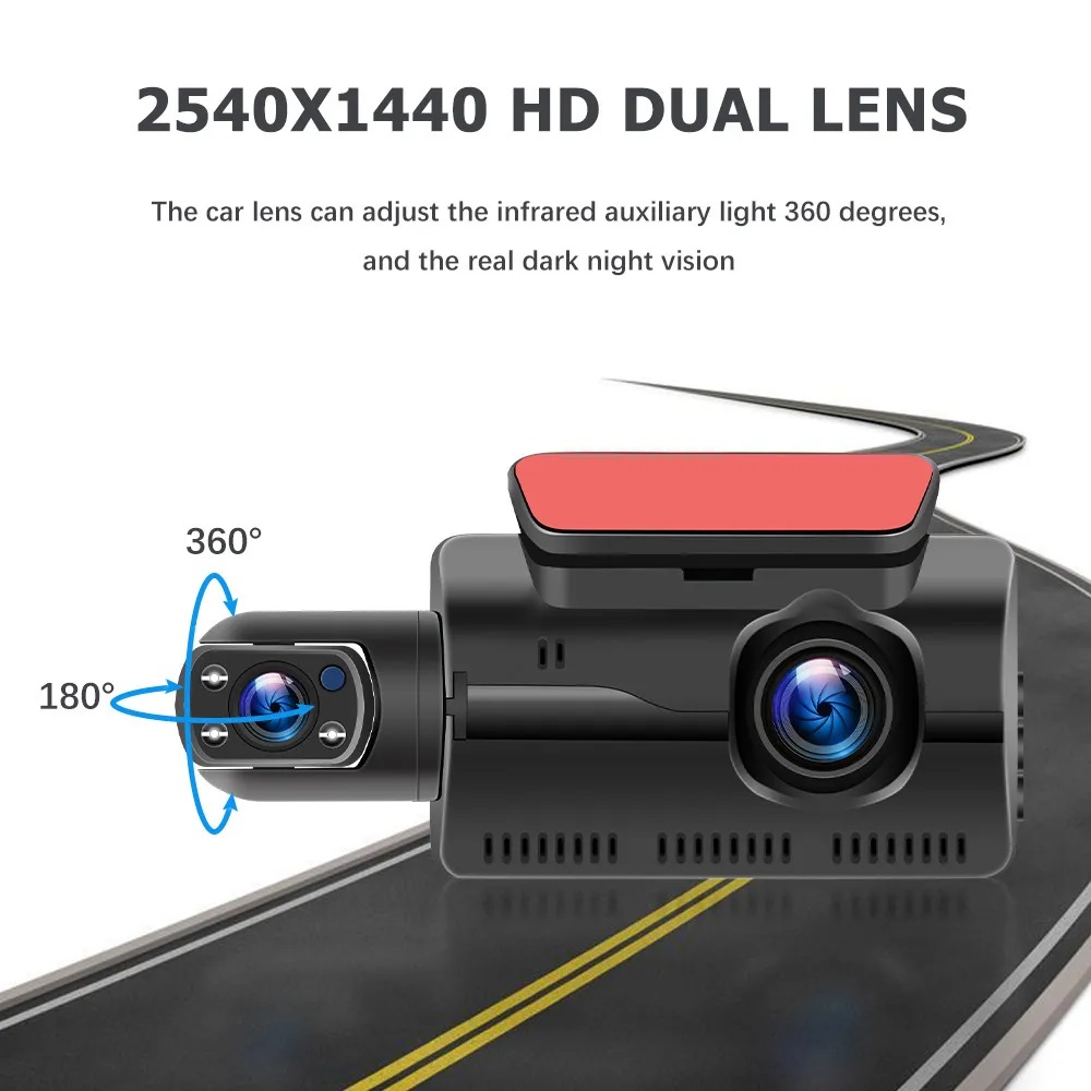 3 Inch Full HD 1440p Car DVR Camcorder Driving System with Front & Rear Lenses for Cars - Widescreen Angle Drive Recorders
