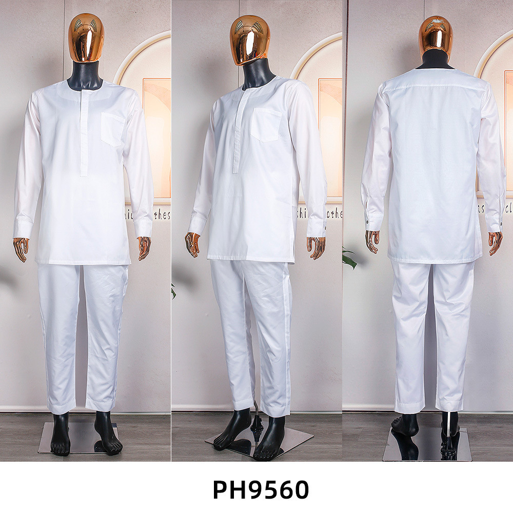 Designer Clothing Men's Long Robes Casual Clothes And Pants Matte Fabric Embroidery Versatile 2025 New Style