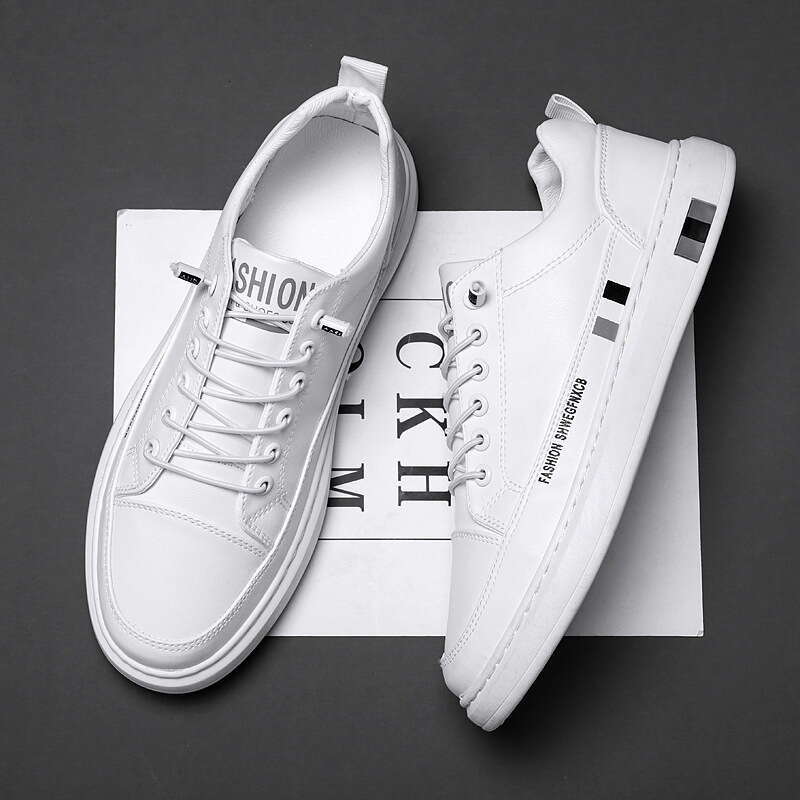 Breathable Little for Men 2024 New Korean Casual Men's Fashion White Leather Top Board Shoes Spring Live Broadcast