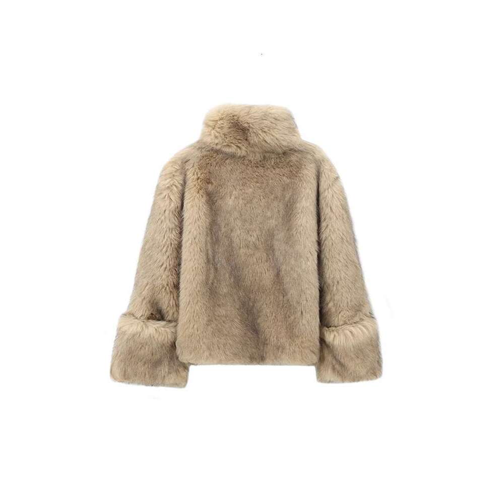 European American style women's autumn and winter new fashion all-match artificial fur effect sweatshirt