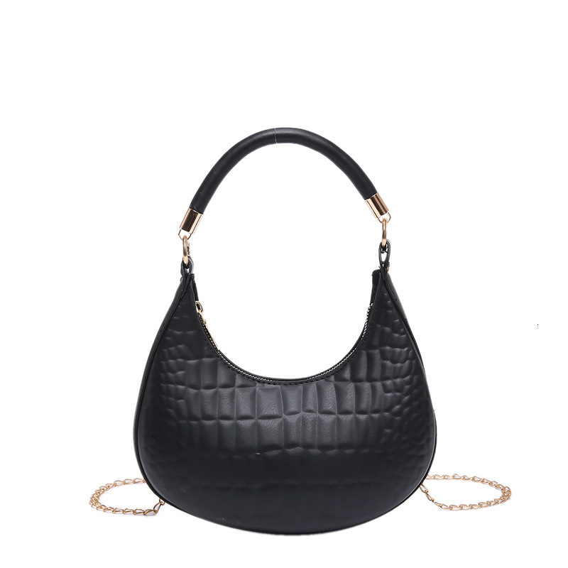 High end fashion versatile women's hand-held crescent 2024 new light luxury crocodile pattern single shoulder crossbody chain bag