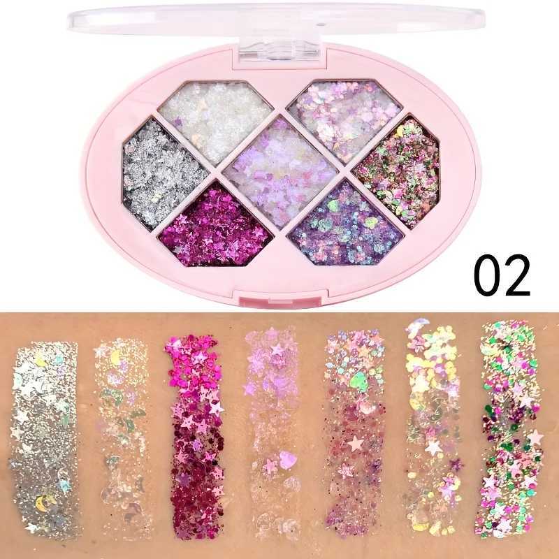 CmaaDu 7-Color Glitter Eyeshadow Tray Pearl Effect Highlighter Waterproof Long-Lasting Easy Apply for Stage Performance W250520