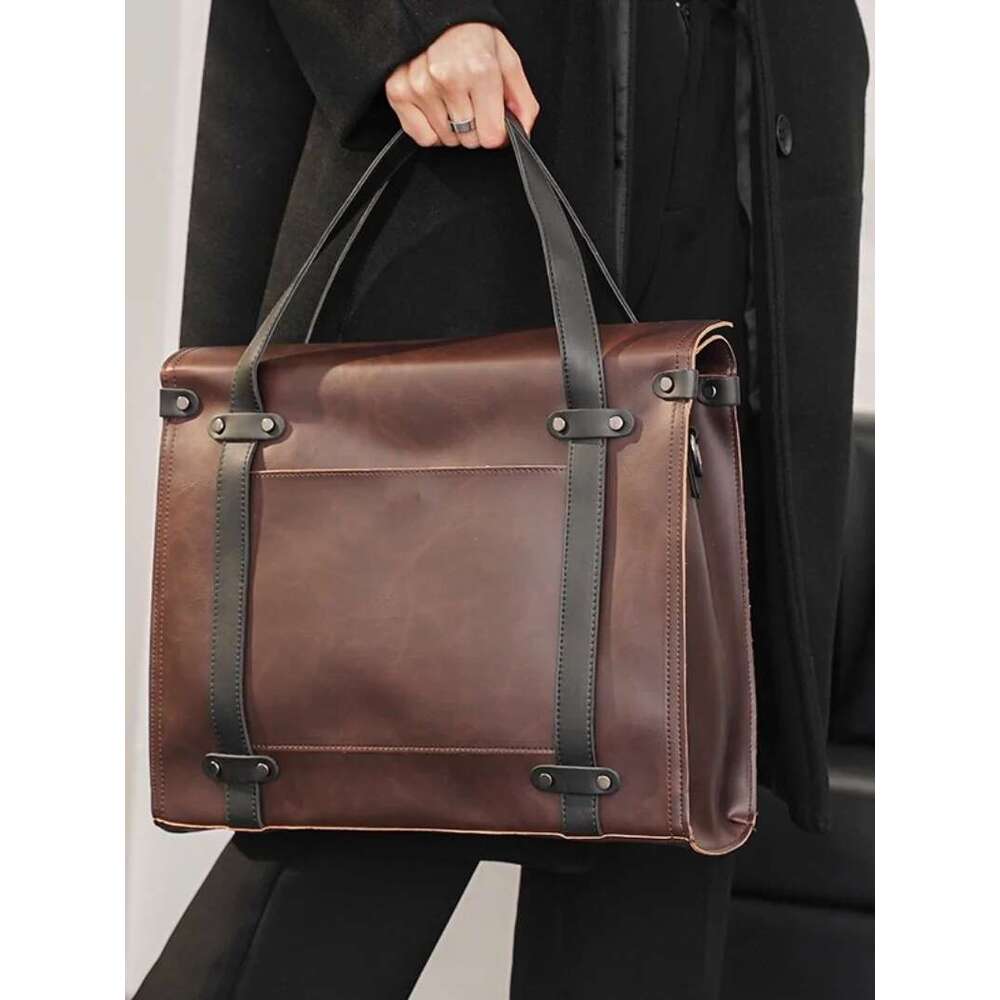 Discount Men's Briefcase Crazy Horse Leather Business Boston Bag Designer's Cross Bag Large Capacity Totes Handbags