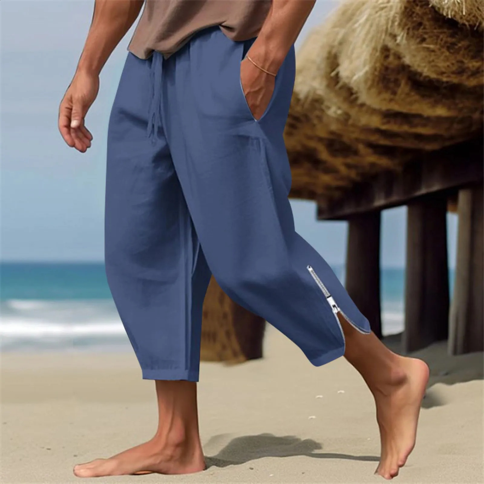 Solid Color Harem Pants Casual Lightweight Loose Beach Summer Pant Men Sweatpants Korean Fashion Sportswear 250517