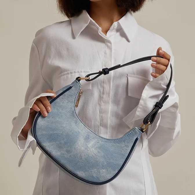 Casual Women Half Moon Underarm Bags Grey PU Leather Hobos Shoulder Bag for Female All Match Ladies Crossbody Bag Purse Handbags M250520