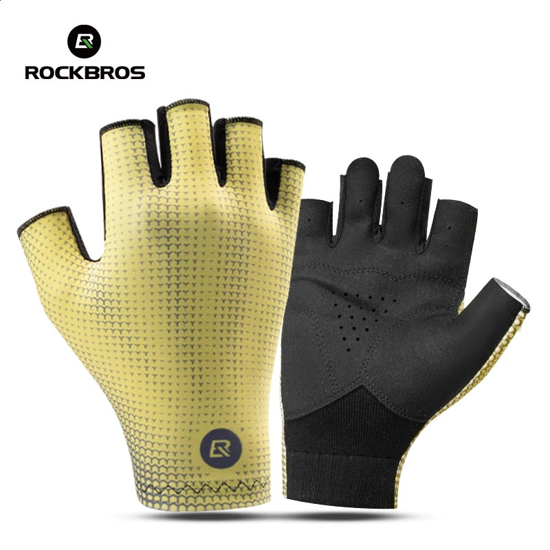 ROCKBROS Half Finger Gloves Summer Bicycle AntiSlip ShockAbsorbing Cycling Fingerless Breathable Gym 250515