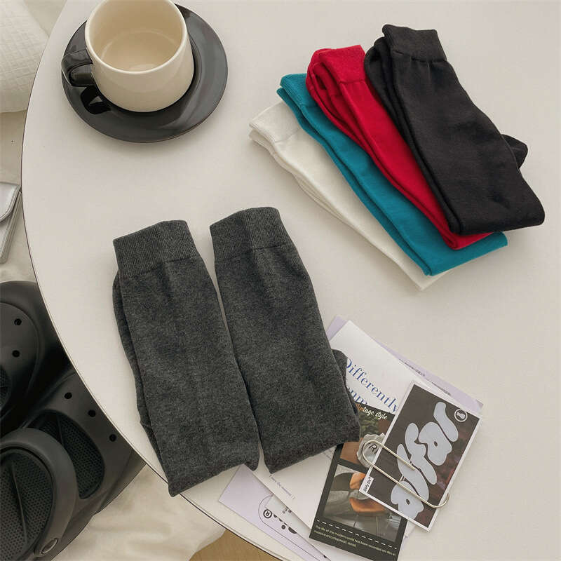 Summer Thin Children's Knee High Calf Socks, Solid Color Sweat Absorbing White JK Lolita Long Tube Slimming Boneless Socks B5