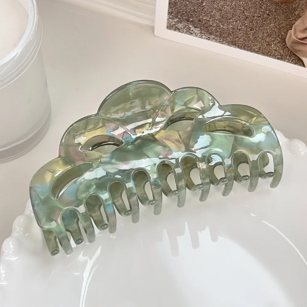 Simple Hollow Elegant Hair Clips Oversized Sparkly Mermaid Acrylic Hair Claw Stylish Headwear Accessory for Long Hair 250517