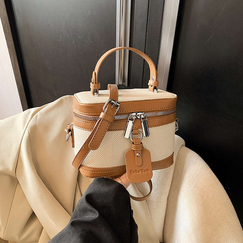 New Splicing Fashion Handheld Box Bag for Women's Sen Cute Leisure Crossbody Bag, Elegant and Simple Single