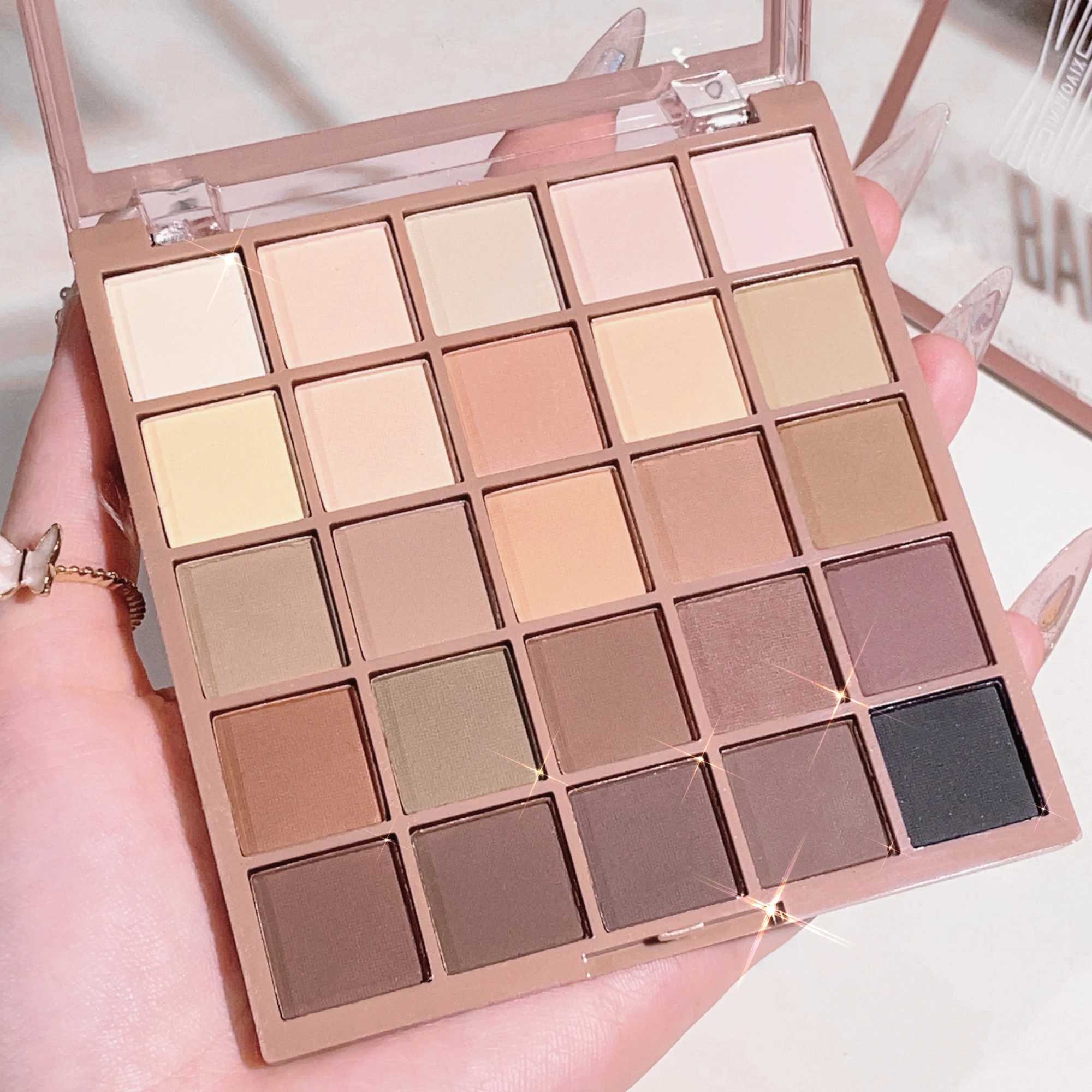 25 color eyeshadow palette - matte and shimmer high pigmy brown nude coffee chocolate student party daily stage makeupXJ250520